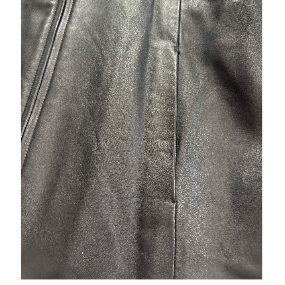 ALFANI Vintage Genuine Leather Zip Front Jacket L 90s Minimalist Quiet Luxury - Picture 11 of 13
